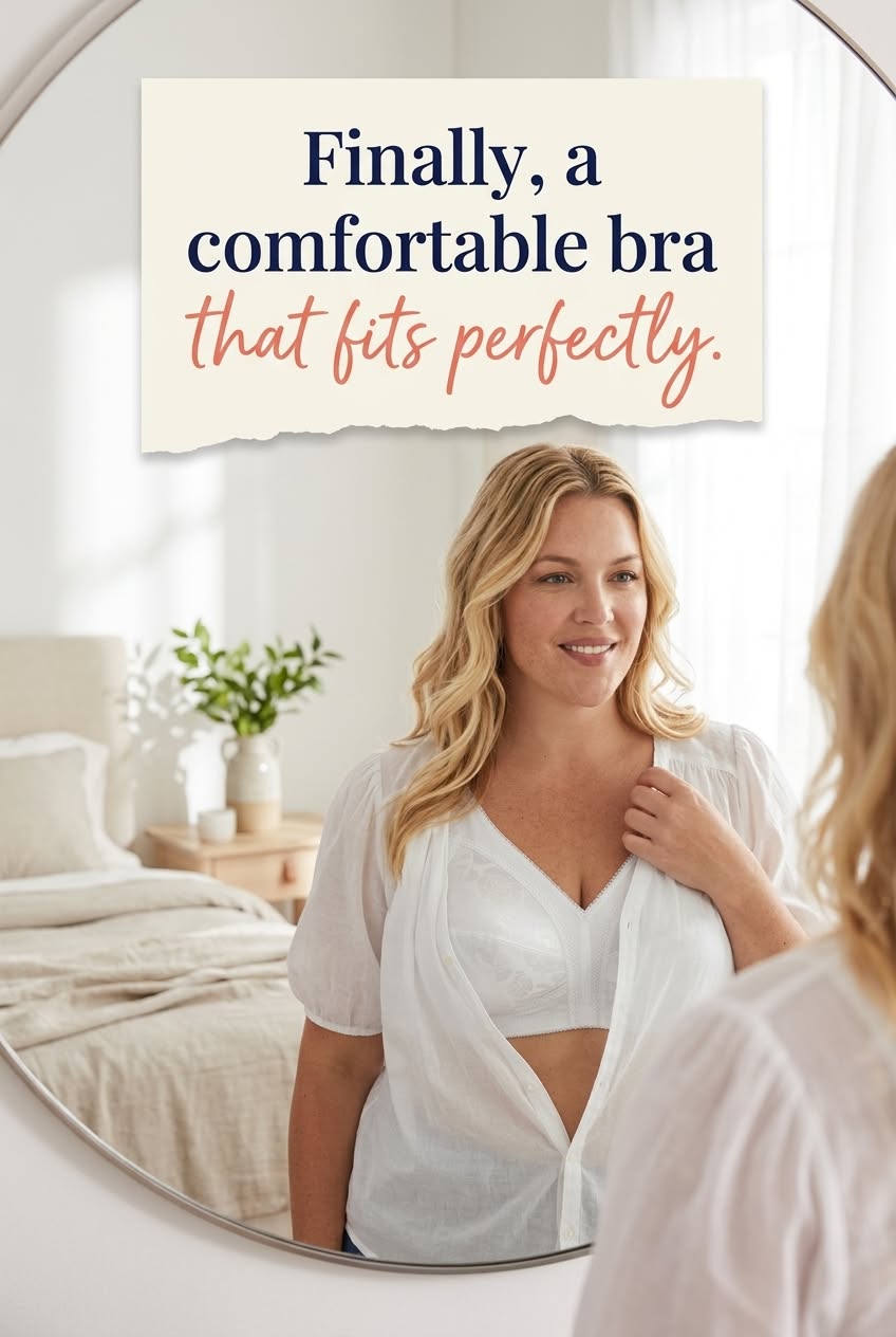 White full-coverage bra with a rose pattern for everyday wear
