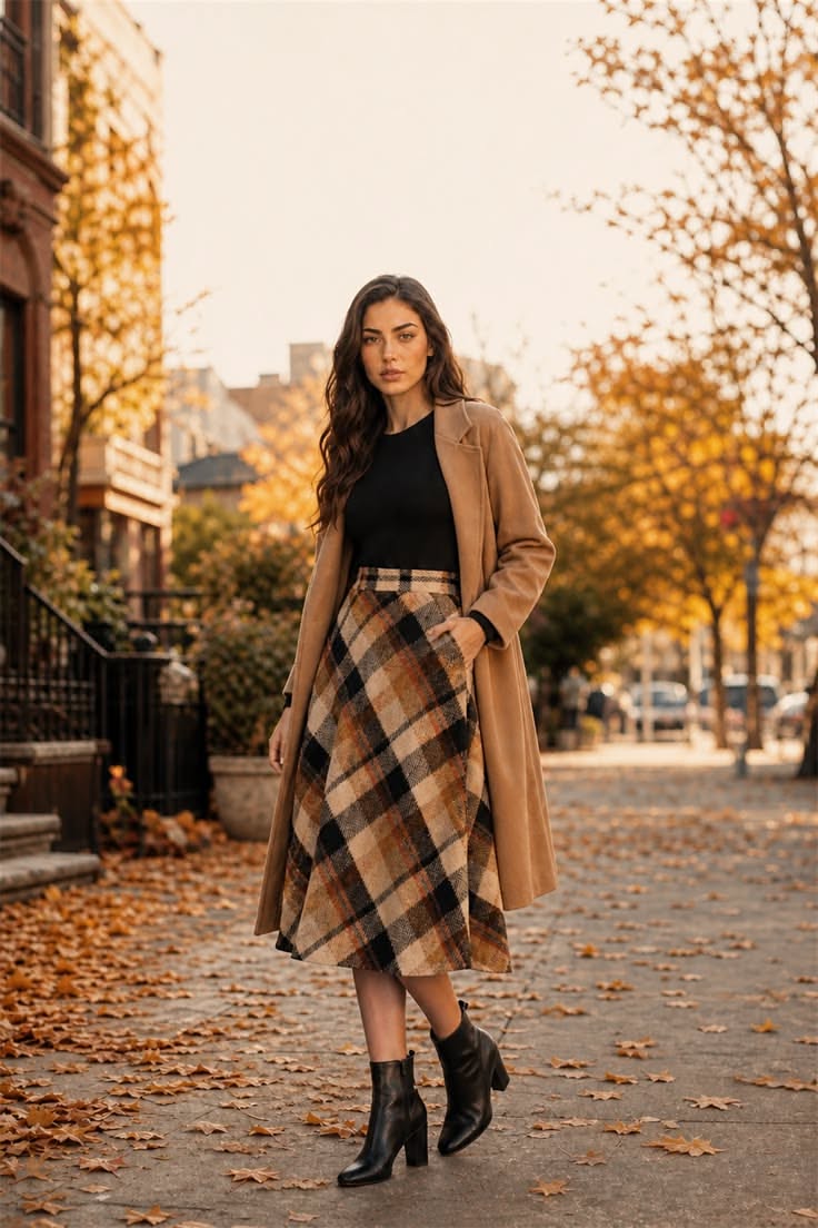 Fall Skirt Outfit Ideas: Plaid, Floral and Skirts with Boots